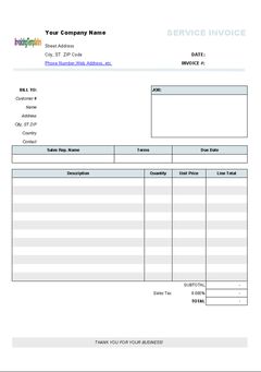 download Service Invoicing Template