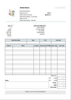 download Hotel Invoice Template