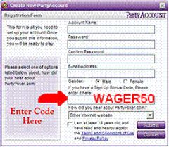 download Party Poker Sign up Bonus Code - WAGER50