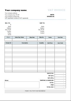 download Invoice Template with Two VAT Tax Rates
